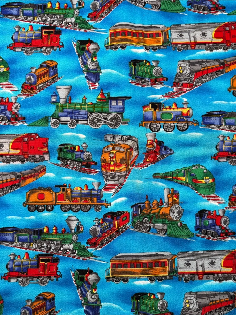 Train Fabric Quilting Crafts Cotton 1 Yard Piece